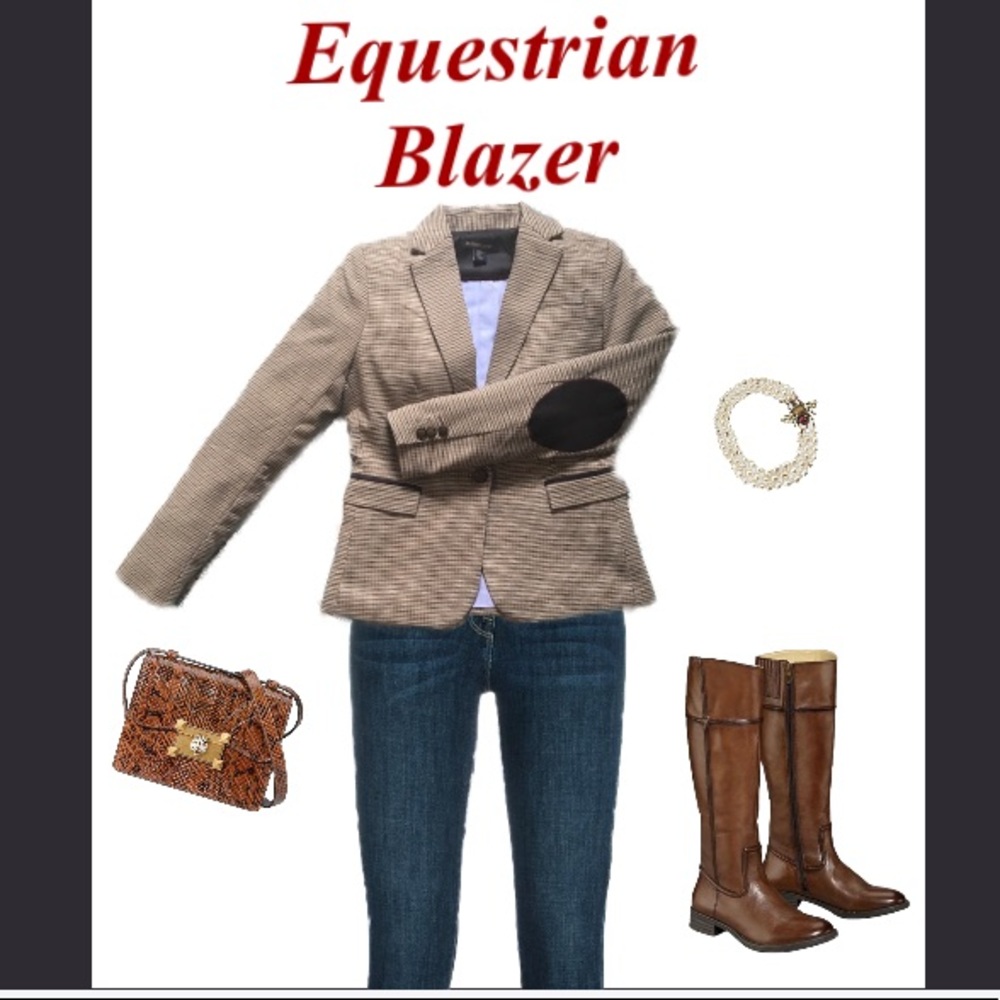 Houndstooth Equestrian Style Blazer